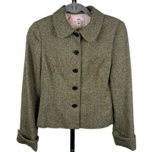 Tocca Tweed Blazer Jacket Silk Wool Blend Button Women's Size 6‎ Vintage USA